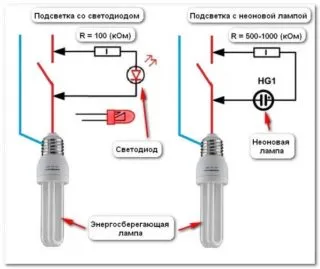 Выключатель с подсветкой – схема подключения и монтаж