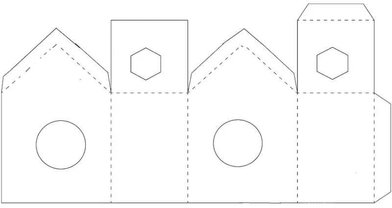 Развертка-схема для изготовления домика для птиц из бумаги