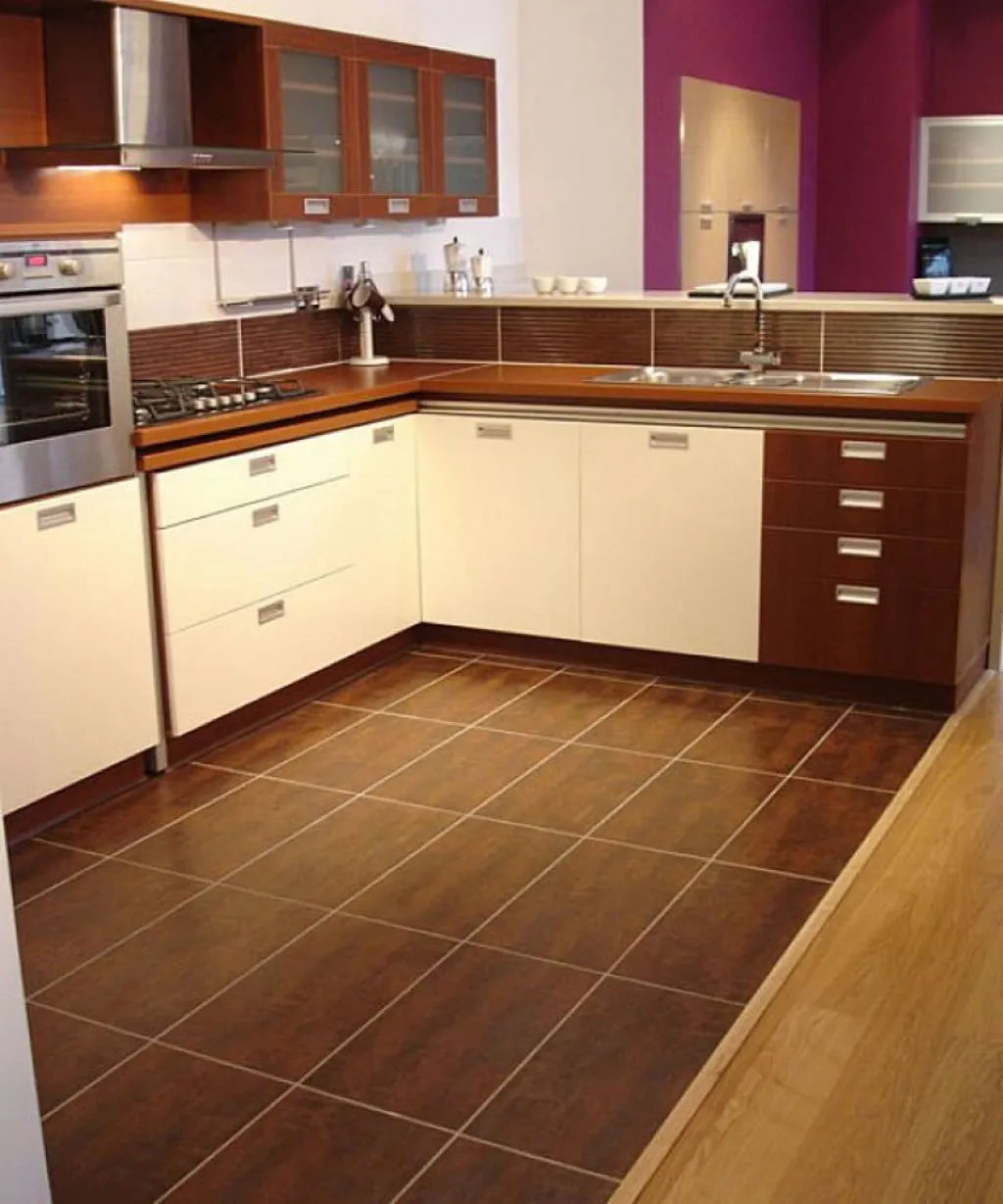 плитка и линолеум на кухне комбинированный пол фото