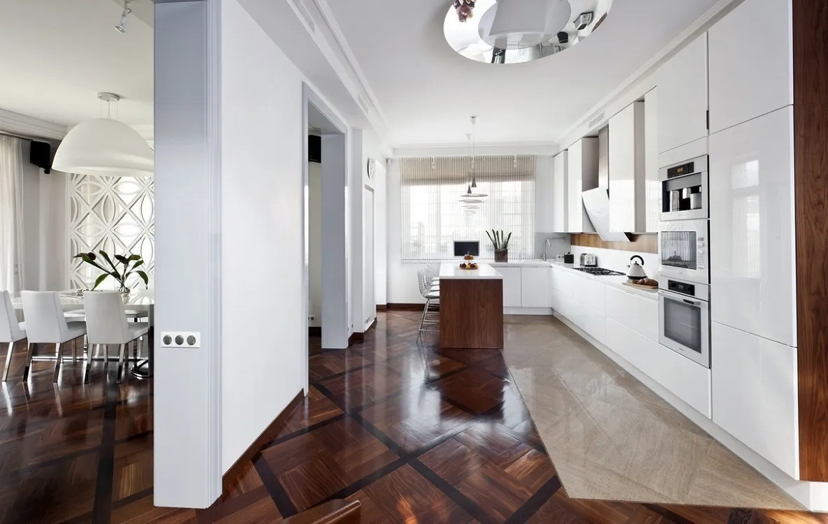 плитка и линолеум на кухне комбинированный пол фото
