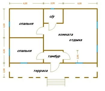 планировка одноэтажного дома 10x10
