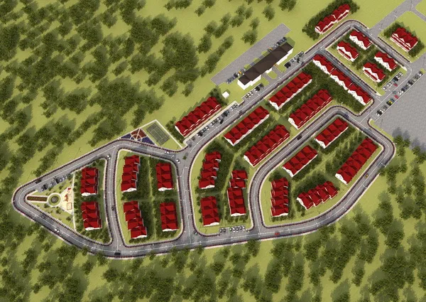 3d-модель генплана поселка таунхаусов 